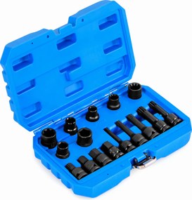 Conjunto de 16 peças de chaves de impacto para travões Kit de ferramentas de ajuste de travões com chave de 1/2”. Azul