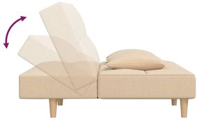 Sofá-cama 2 lugares com duas almofadas tecido cor creme