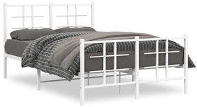 vidaXL Estrutura de cama com cabeceira e pés 120x190 cm metal branco