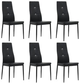275435 vidaXL Cadeiras de jantar 6 pcs couro artificial preto