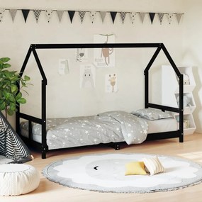 vidaXL Estrutura de cama infantil 80x200 cm pinho maciço preto