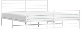 Estrutura de cama com cabeceira e pés 183x213 cm metal branco