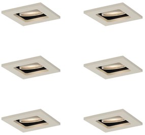 Conjunto de 6 focos embutidos modernos bege GU10 50mm giratórios e inclináveis - Qure
