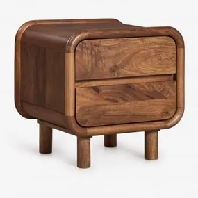 Pack De 2 Mesas De Cabeceira Retangulares 50x45 Cm Em Madeira De Manga Gina Madeira De Cabo Escuro - Sklum