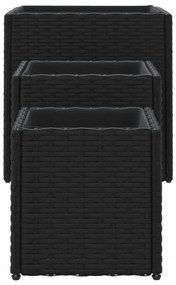 Vasos de jardim 3 pcs vime PE preto