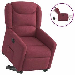 vidaXL Poltrona reclinável elevatória elétrica tecido vermelho-tinto