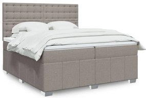 vidaXL Cama com molas/colchão 200x200 cm tecido castanho-acinzentado