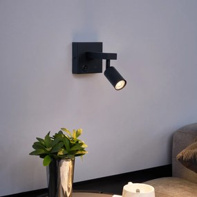 Candeeiro de parede moderno preto com USB-C inclinável - Rex