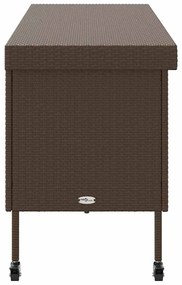 Caixa de arrumação com rodas 160x55x75 cm vime PE castanho