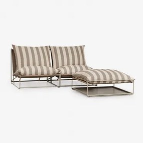 Sofá De Jardim Modular Amaro De 2 Peças E Pufe Conversível Tapioca Bege - Castanho Moka - Sklum