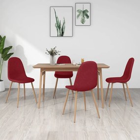 vidaXL Cadeiras de jantar 4 pcs tecido vermelho tinto