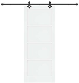 Porta Deslizante com Conjunto de Hardware 'ORKDAL'Branco Madeira de Pi