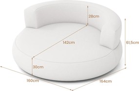 Sofá insuflável 160 x 164 x 61,5 cm com capa removível Área espaçosa para se deitar e braços largos branca