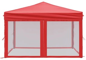 Tenda para festas dobrável com paredes laterais 3x3 m vermelho