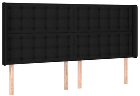 Cabeceira de cama c/ luzes LED tecido 203x16x118/128 cm preto