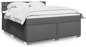 vidaXL Cama com molas/colchão 180x200 cm tecido cinzento-escuro