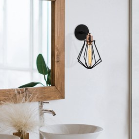 Aplique de Parede Oylat – Preto e Bronze – Diâmetro 18 cm, Altura 30 c