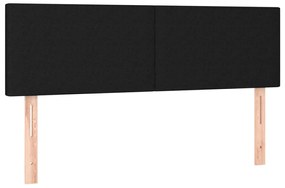Cabeceira de cama c/ luzes LED tecido 144x5x78/88 cm preto