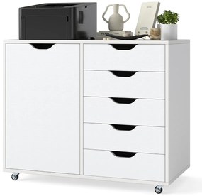 Arquivo escritório 78 x 40 x 65 cm com 5 gavetas com 4 rodas giratórias Branco