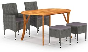 vidaXL 5 pcs conjunto de jantar para jardim cinzento