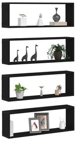 Prateleiras de Parede vidaXL 4 pcs Carvalho Preto 80x15x26 cm Madeira