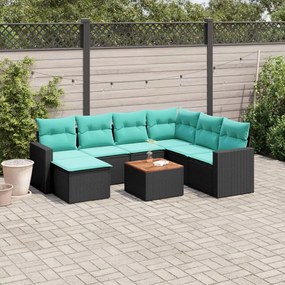 vidaXL 8 pcs conjunto de sofás p/ jardim c/ almofadões vime PE preto