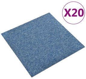 147316 vidaXL Ladrilhos carpete para pisos 20 pcs 5 m² 50x50 cm azul