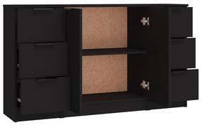 Aparadores 3 pcs derivados de madeira preto