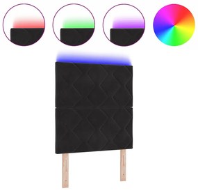 Cabeceira LED Design Blocos de Diamante Preto 80 cm Veludo