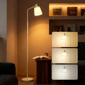 Candeeiro de Pé LED Regulável com Ecrã Giratório 350° 3 Temperaturas de Cor 3000K/4000K/6500K 45x21x148 cm Branco