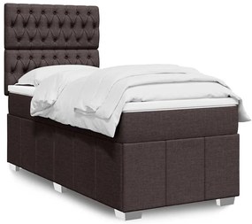 vidaXL Cama com molas/colchão 90x200 cm tecido castanho-escuro