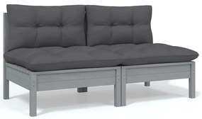 7 pcs conjunto lounge de jardim c/ almofadões pinho maciço