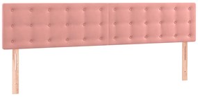 Cama box spring c/ colchão/LED 200x200 cm veludo rosa