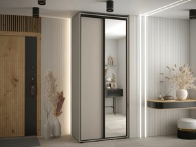 Roupeiro Hartford 496, Caxemira, Preto, 235x100x60cm, 111.2 kg, Portas para roupeiro: Deslizante