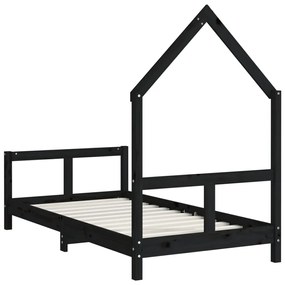 Estrutura de cama infantil 80x160 cm pinho maciço preto