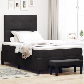 Cama Box com Colchão e Banco Preto 120x200 cm Veludo