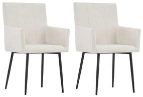 vidaXL Cadeiras de jantar c/ braços 2 pcs tecido cor creme