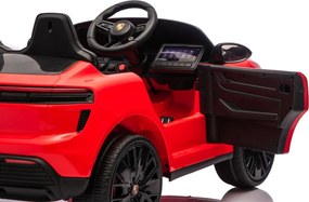Carro elétrico para Crianças 2 a 6 anos 12V 4x4 Porsche Macan, Rodas de espuma EVA, Controle remoto Vermelho