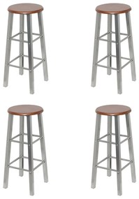 Bancos de bar 4 pcs MDF prateado e castanho