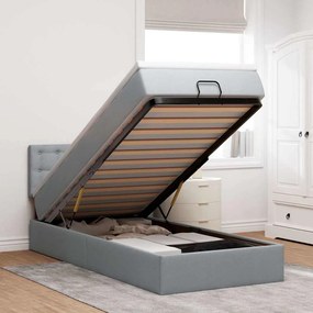 Cama otomana com colchão 100x200 cm tecido cinzento claro