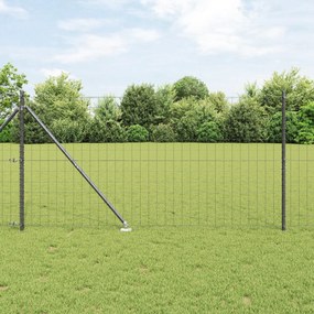 Cerca Euro com 13 Postes de Ponta 1.2x25 m Aço Galvanizado Cinza