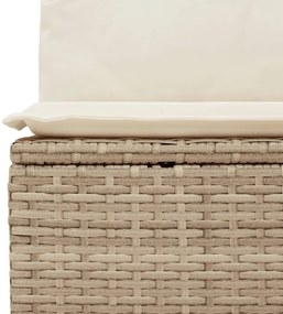 Sofá de jardim sem braços com almofadões vime PE bege