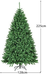 Árvore de Natal artificial de 2,25 m não iluminada com base metálica dobrável Verde