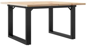 Mesa de centro estrutura em O 70x70x40 cm pinho e aço