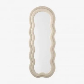 Espelho De Parede Irregular 60x160 Cm Estofado Evelyn Tecido Pele De Borrego Branco - Sklum