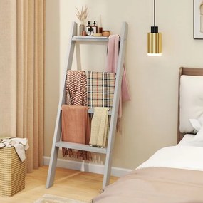 Suporte toalhas em forma escada de 4 níveis  50 × 7,5 × 137 cm cinza