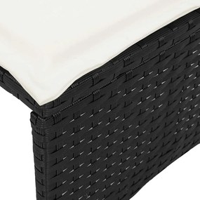 3 pcs conjunto de jantar p/ jardim c/ almofadões vime PE preto