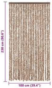 Cortina anti-insetos 100x230 cm chenille bege e castanho-escuro