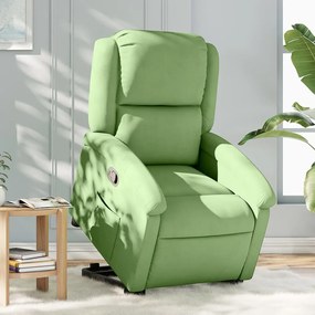 vidaXL Poltrona reclinável elevatória veludo verde-claro