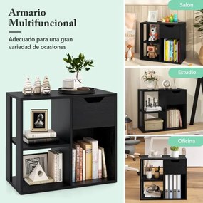 Estante de 3 cubos com gaveta  60 x 30 x 53 cm moderna e simples Preta